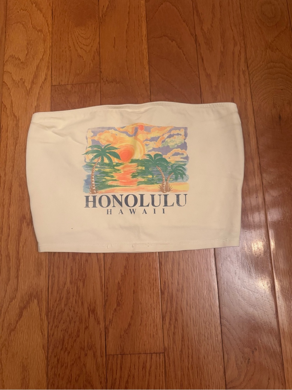 PacSun Honolulu Hawaii Cream Tropical Graphic Tube Top
